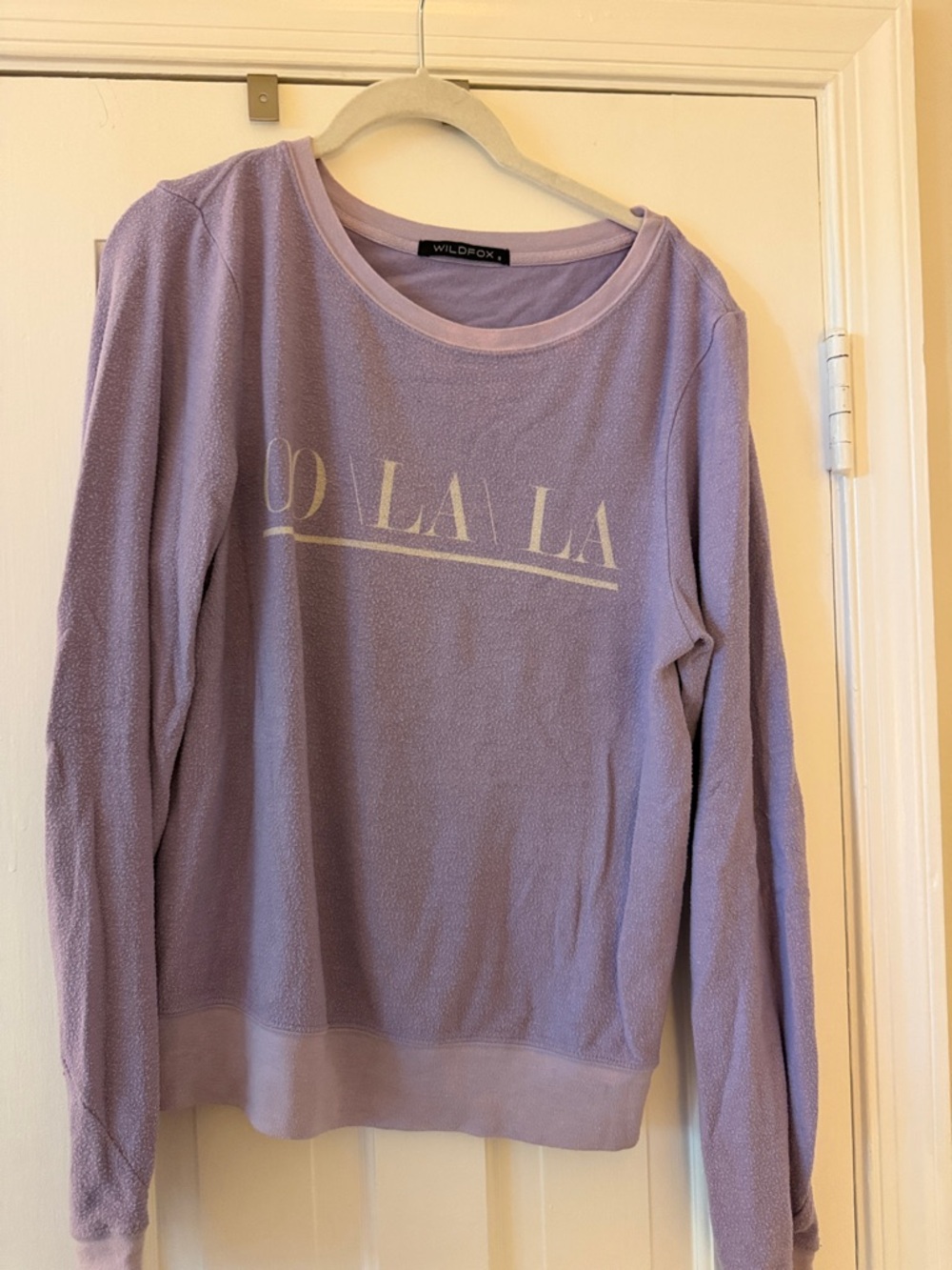 Wildfox Lavender 'OO LA LA' Crewneck Pullover Size S